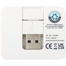 Hub USB 4 ports Gaia avec sortie USB-A et Type-C et double entrée - fabriqué en plastique recycléCouleur:Blanc