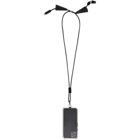 Tour de cou Funi pour smartphone en plastique recyclé avec synchronisation des données intégrée et câble 5 en 1 pour charge rapi