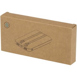 Batterie de secours Adhil de 10 000 mAh et 10 W en plastique recyclé avec 2 câbles intégrésCouleur:Blanc