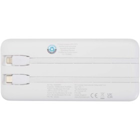 Batterie de secours Adhil de 10 000 mAh et 10 W en plastique recyclé avec 2 câbles intégrésCouleur:Blanc
