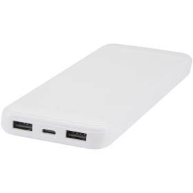 Batterie de secours Adhil de 10 000 mAh et 10 W en plastique recyclé avec 2 câbles intégrésCouleur:Blanc