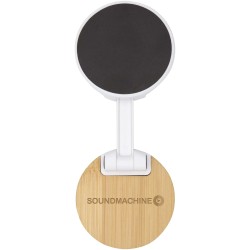 Support de téléphone Alcor magnétique et pliable en plastique recyclé avec détails en bambouCouleur:Blanc