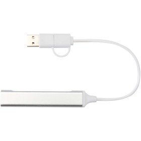 Hub USB-A et Type-C Alkaid à 4 ports en aluminium recyclé avec double entréeCouleur:Argent