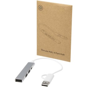 Hub USB-A et Type-C Alkaid à 4 ports en aluminium recyclé avec double entréeCouleur:Argent