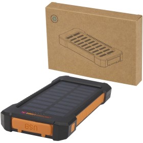 Batterie de secours solaire Altair robuste de 5 000 mAh et 10 W en plastique recyclé avec lampe de poche intégréeCouleur:Noir