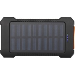 Batterie de secours solaire Altair robuste de 5 000 mAh et 10 W en plastique recyclé avec lampe de poche intégréeCouleur:Noir
