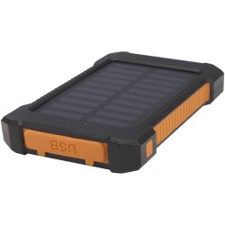 Batterie de secours solaire Altair robuste de 5 000 mAh et 10 W en plastique recyclé avec lampe de poche intégréeCouleur:Noir