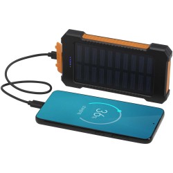 Batterie de secours solaire Altair robuste de 5 000 mAh et 10 W en plastique recyclé avec lampe de poche intégréeCouleur:Noir