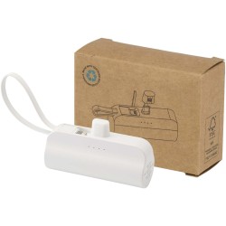 Batterie de secours Alnair Type-C de5 000 mAh et 10 W en plastique recyclé avec support de retournement intégré et câble 2 en 1C