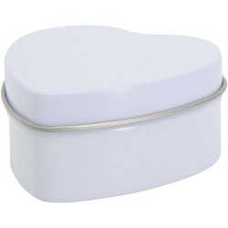 Bougie Blissful en boîte métal en forme de cœur et senteur vanilleCouleur:Blanc