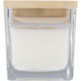 Bougie carrée Ambra en verre avec couvercle en bambouCouleur:Blanc