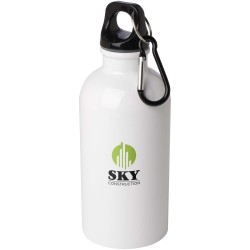 Bouteille d'eau Oregon de 400 ml simple paroi en acier recyclé certifié RCS avec mousquetonCouleur:Blanc