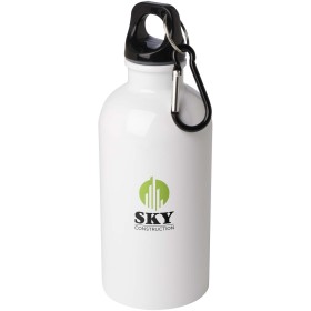 Bouteille d'eau Oregon de 400 ml simple paroi en acier recyclé certifié RCS avec mousquetonCouleur:Blanc