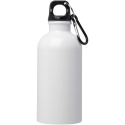 Bouteille d'eau Oregon de 400 ml simple paroi en acier recyclé certifié RCS avec mousquetonCouleur:Blanc