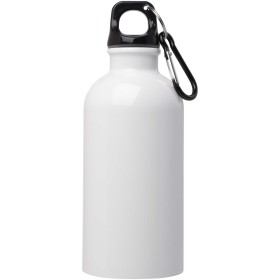 Bouteille d'eau Oregon de 400 ml simple paroi en acier recyclé certifié RCS avec mousquetonCouleur:Blanc