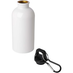 Bouteille d'eau Oregon de 400 ml simple paroi en acier recyclé certifié RCS avec mousquetonCouleur:Blanc