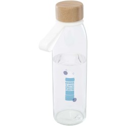 Bouteille d'eau en verre Porto de 500 ml avec poignée en silicone et couvercle en bambouCouleur:Translucide