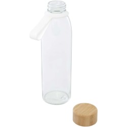 Bouteille d'eau en verre Porto de 500 ml avec poignée en silicone et couvercle en bambouCouleur:Translucide
