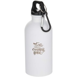 Bouteille d’eau Oregon de 400 ml à simple paroi avec finition MATE, en acier inoxydable recyclé certifié RCS avec mousquetonCoul
