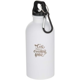 Bouteille d’eau Oregon de 400 ml à simple paroi avec finition MATE, en acier inoxydable recyclé certifié RCS avec mousquetonCoul