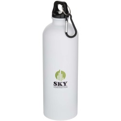 Bouteille d’eau Oregon de 750 ml en acier inoxydable à simple paroi certifiée RCS, recyclé mat avec mousquetonCouleur:Blanc