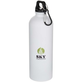 Bouteille d’eau Oregon de 750 ml en acier inoxydable à simple paroi certifiée RCS, recyclé mat avec mousquetonCouleur:Blanc