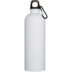 Bouteille d’eau Oregon de 750 ml en acier inoxydable à simple paroi certifiée RCS, recyclé mat avec mousquetonCouleur:Blanc