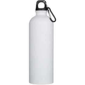 Bouteille d’eau Oregon de 750 ml en acier inoxydable à simple paroi certifiée RCS, recyclé mat avec mousquetonCouleur:Blanc