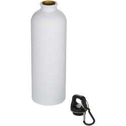 Bouteille d’eau Oregon de 750 ml en acier inoxydable à simple paroi certifiée RCS, recyclé mat avec mousquetonCouleur:Blanc