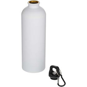 Bouteille d’eau Oregon de 750 ml en acier inoxydable à simple paroi certifiée RCS, recyclé mat avec mousquetonCouleur:Blanc