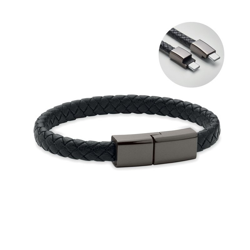 Câble bracelet tressé type C Fauleti ChargeCouleur:Noir