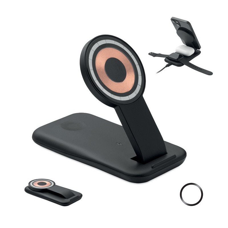 Chargeur sans fil 3 en 1 15W PendolessCouleur:Noir