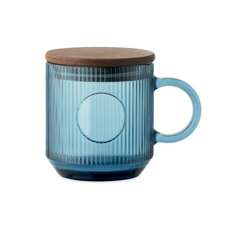 Mug en verre strié 300ml Vitrio MugCouleur:bleu transparent