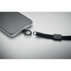 Cordon pour téléphone RPET Nonette WristCouleur:Noir