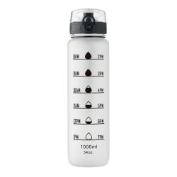 Bouteille de sport RPET 1L Isforden MarkCouleur:Blanc transparent