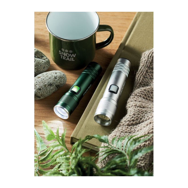 Lampe torche COB rechargeable FlashraCouleur:Argent mat
