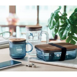 Mug en verre strié 300ml Vitrio MugCouleur:bleu transparent