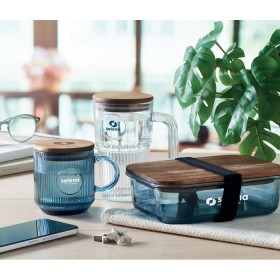Mug en verre strié 300ml Vitrio MugCouleur:bleu transparent