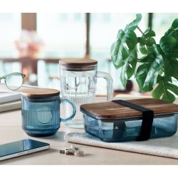 Mug en verre strié 300ml Vitrio MugCouleur:bleu transparent
