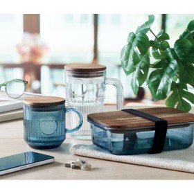 Mug en verre strié 300ml Vitrio MugCouleur:bleu transparent
