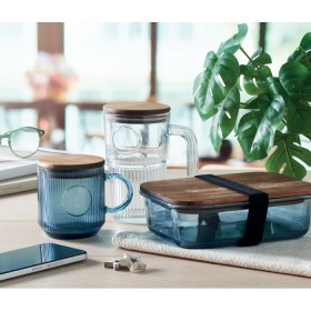 Mug en verre strié 300ml Vitrio MugCouleur:bleu transparent