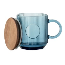 Mug en verre strié 300ml Vitrio MugCouleur:bleu transparent