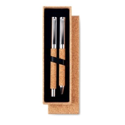 Stylo bille métal boîte liège QuercusCouleur:Bois