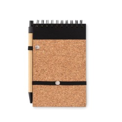 Carnet A6 en liège avec stylo SonoracorkCouleur:Noir
