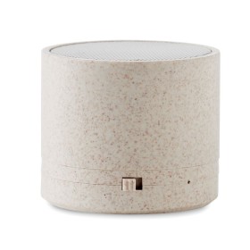 Haut-parleur s/ fil paille blé Round Bass+Couleur:Beige