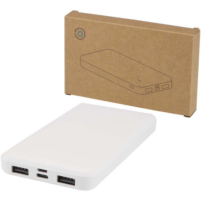 Batterie de secours Intan de 10 000 mAh et 10 W en plastique recycléCouleur:Blanc