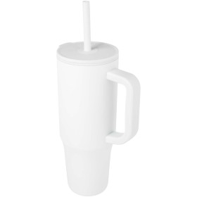 Gobelet isotherme Brady 900 ml certifié RCS avec paille en siliconeCouleur:Blanc