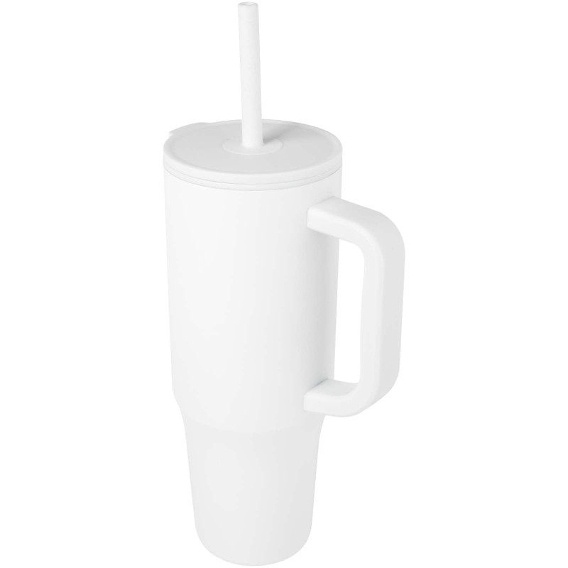 Gobelet isotherme Brady 900 ml certifié RCS avec paille en siliconeCouleur:Blanc