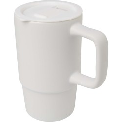 Mug Carter en céramique de 450 ml avec couvercle en plastiqueCouleur:Blanc