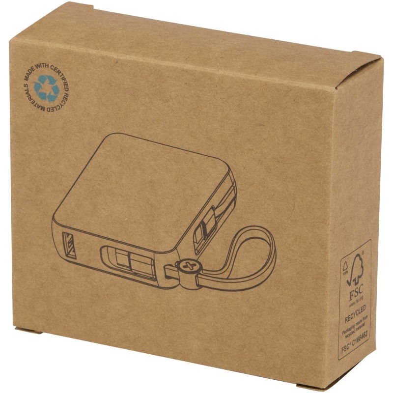 Batterie externe Acrux de 10 000 mAh et 35 W pour tablette avec câble Type-C intégré - fabriquée en plastique recycléCouleur:Bla
